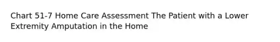 Chart 51-7 Home Care Assessment The Patient with a Lower Extremity Amputation in the Home