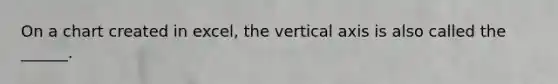 On a chart created in excel, the vertical axis is also called the ______.