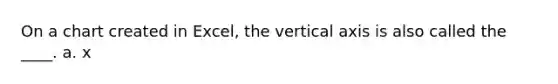 On a chart created in Excel, the vertical axis is also called the ____. a. x