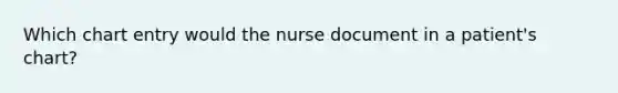 Which chart entry would the nurse document in a patient's chart?