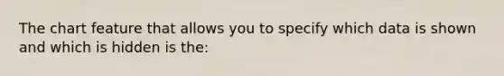 The chart feature that allows you to specify which data is shown and which is hidden is the: