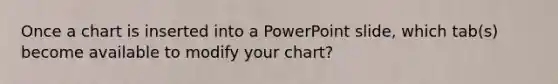 Once a chart is inserted into a PowerPoint slide, which tab(s) become available to modify your chart?