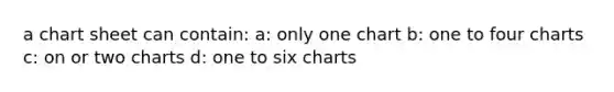 a chart sheet can contain: a: only one chart b: one to four charts c: on or two charts d: one to six charts