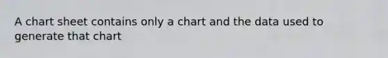 A chart sheet contains only a chart and the data used to generate that chart