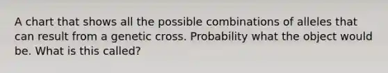 A chart that shows all the possible combinations of alleles that can result from a genetic cross. Probability what the object would be. What is this called?