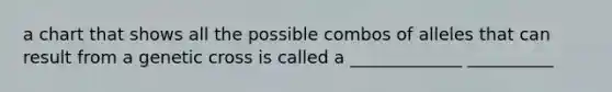 a chart that shows all the possible combos of alleles that can result from a genetic cross is called a _____________ __________