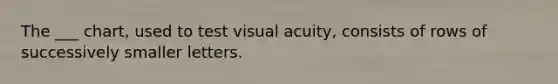 The ___ chart, used to test visual acuity, consists of rows of successively smaller letters.