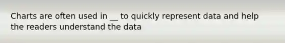 Charts are often used in __ to quickly represent data and help the readers understand the data