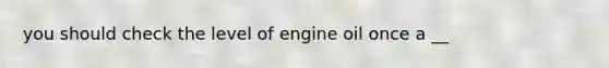 you should check the level of engine oil once a __