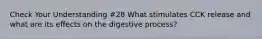 Check Your Understanding #28 What stimulates CCK release and what are its effects on the digestive process?