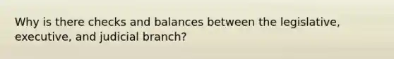 Why is there checks and balances between the legislative, executive, and judicial branch?