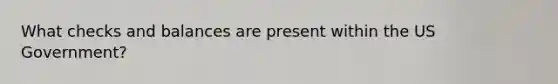 What checks and balances are present within the US Government?