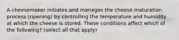 A cheesemaker initiates and manages the cheese maturation process (ripening) by controlling the temperature and humidity at which the cheese is stored. These conditions affect which of the following? (select all that apply)