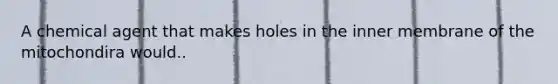 A chemical agent that makes holes in the inner membrane of the mitochondira would..