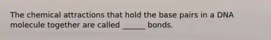 The chemical attractions that hold the base pairs in a DNA molecule together are called ______ bonds.