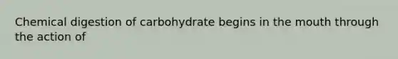 Chemical digestion of carbohydrate begins in the mouth through the action of