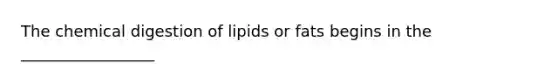 The chemical digestion of lipids or fats begins in the _________________