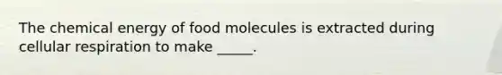 The chemical energy of food molecules is extracted during <a href='https://www.questionai.com/knowledge/k1IqNYBAJw-cellular-respiration' class='anchor-knowledge'>cellular respiration</a> to make _____.