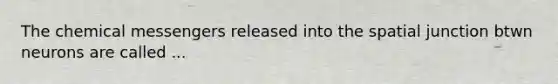 The chemical messengers released into the spatial junction btwn neurons are called ...