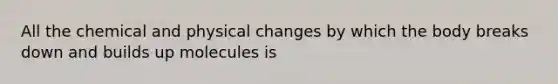 All the chemical and physical changes by which the body breaks down and builds up molecules is