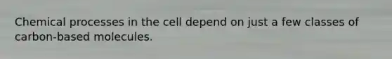 Chemical processes in the cell depend on just a few classes of carbon-based molecules.