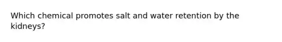 Which chemical promotes salt and water retention by the kidneys?