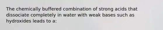 The chemically buffered combination of strong acids that dissociate completely in water with weak bases such as hydroxides leads to a: