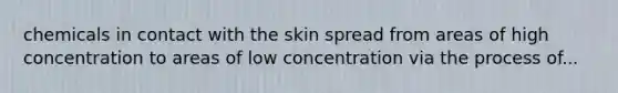 chemicals in contact with the skin spread from areas of high concentration to areas of low concentration via the process of...