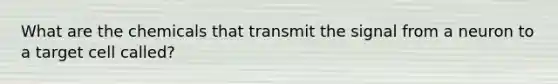 What are the chemicals that transmit the signal from a neuron to a target cell called?