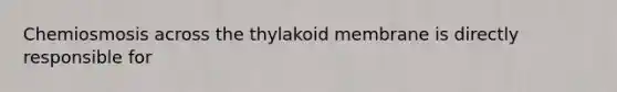 Chemiosmosis across the thylakoid membrane is directly responsible for