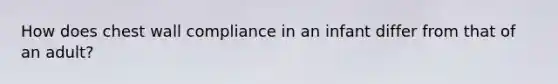 How does chest wall compliance in an infant differ from that of an adult?