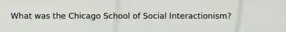 What was the Chicago School of Social Interactionism?