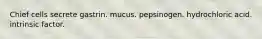 Chief cells secrete gastrin. mucus. pepsinogen. hydrochloric acid. intrinsic factor.