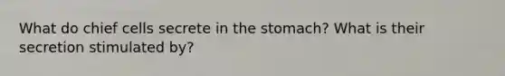 What do chief cells secrete in the stomach? What is their secretion stimulated by?