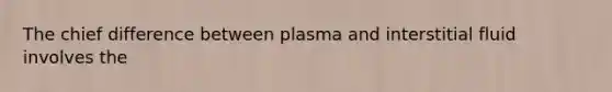 The chief difference between plasma and interstitial fluid involves the