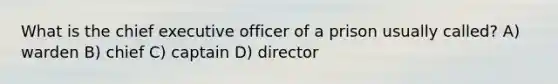 What is the chief executive officer of a prison usually called? A) warden B) chief C) captain D) director