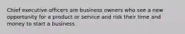 Chief executive officers are business owners who see a new opportunity for a product or service and risk their time and money to start a business.