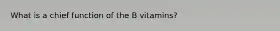 What is a chief function of the B vitamins?