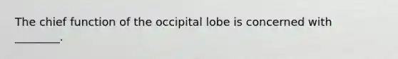 The chief function of the occipital lobe is concerned with ________.