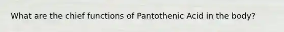 What are the chief functions of Pantothenic Acid in the body?