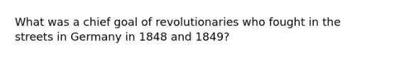 What was a chief goal of revolutionaries who fought in the streets in Germany in 1848 and 1849?