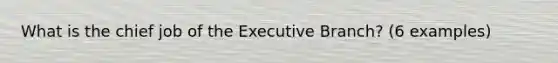 What is the chief job of the Executive Branch? (6 examples)