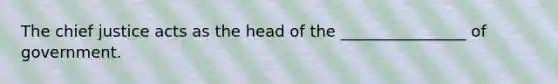 The chief justice acts as the head of the ________________ of government.