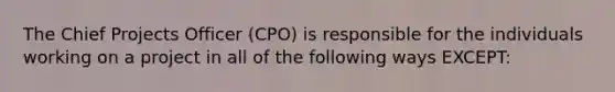 The Chief Projects Officer (CPO) is responsible for the individuals working on a project in all of the following ways EXCEPT: