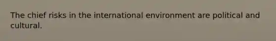 The chief risks in the international environment are political and cultural.