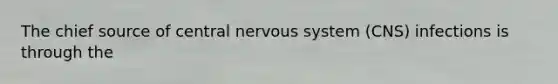 The chief source of central nervous system (CNS) infections is through the