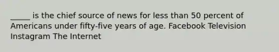 _____ is the chief source of news for less than 50 percent of Americans under fifty-five years of age. Facebook Television Instagram The Internet