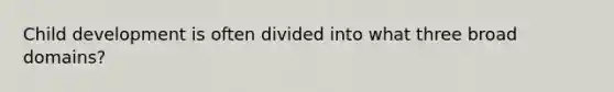 Child development is often divided into what three broad domains?