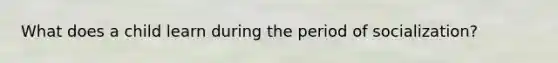 What does a child learn during the period of socialization?