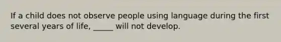 If a child does not observe people using language during the first several years of life, _____ will not develop.